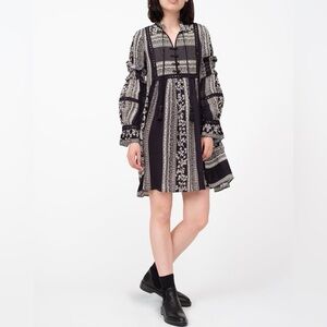 NEW Sea New York Keely Tunic Dress Black Peasant Boho Ruffle Long Sleeve Size 8